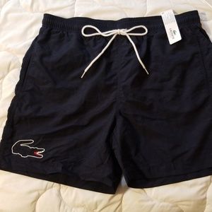Lacoste Navy Swim Trunks with alligator
